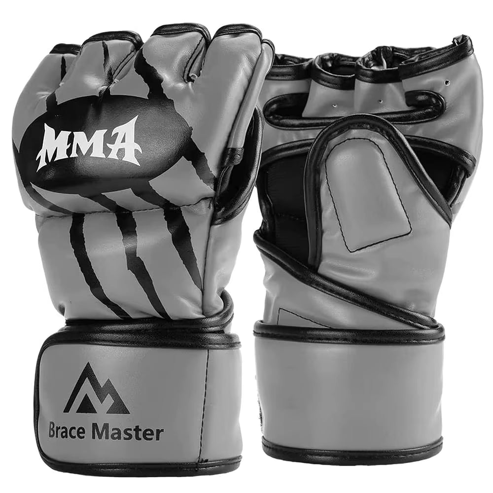 Half Finger Boxing Gloves PU Leather MMA Fighting Kick Boxing Gloves Karate Muay Thai Training Workout Gloves Men