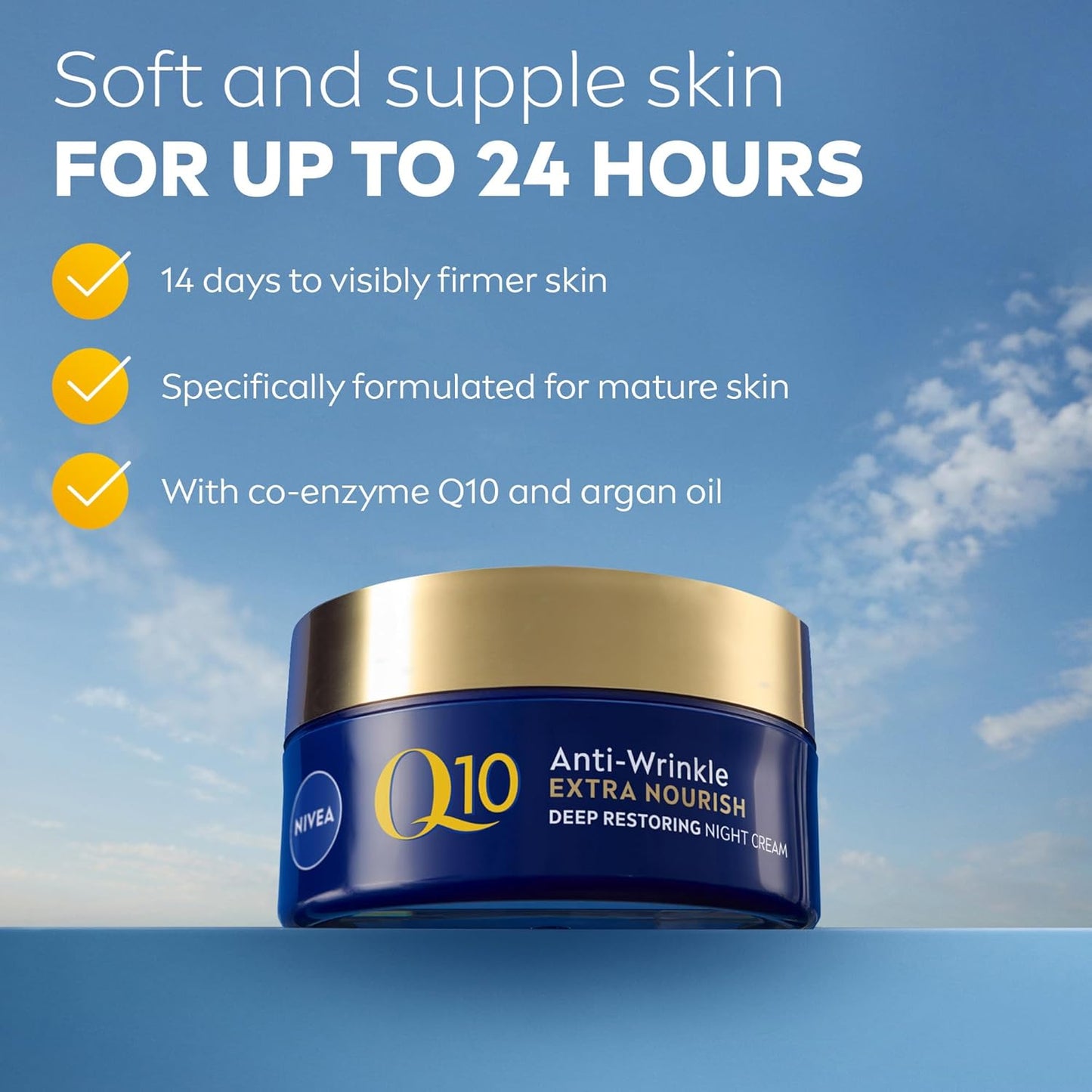 Q10 Anti-Ageing Night Cream 50Ml | with Q10 and Argan Oil | Hydrating Formula | 24-Hour Nourishment | Reduces Wrinkles & Fine Lines | Promotes Skin Firmness | Replenishes Mature Skin