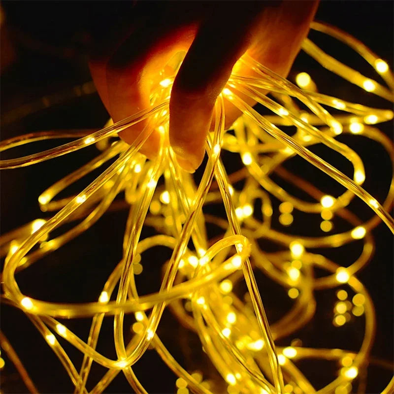 Outdoor Solar Tube Rope Led Light Garden Christmas Decoration Fairy String Light 32M/22M/12M/7M Outdoor Wedding Party Led Lamp
