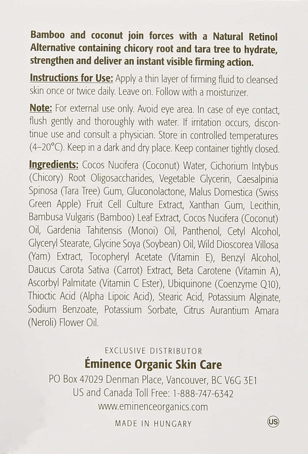 Organic Skincare Bamboo Firming Fluid, 1.2 Ounce