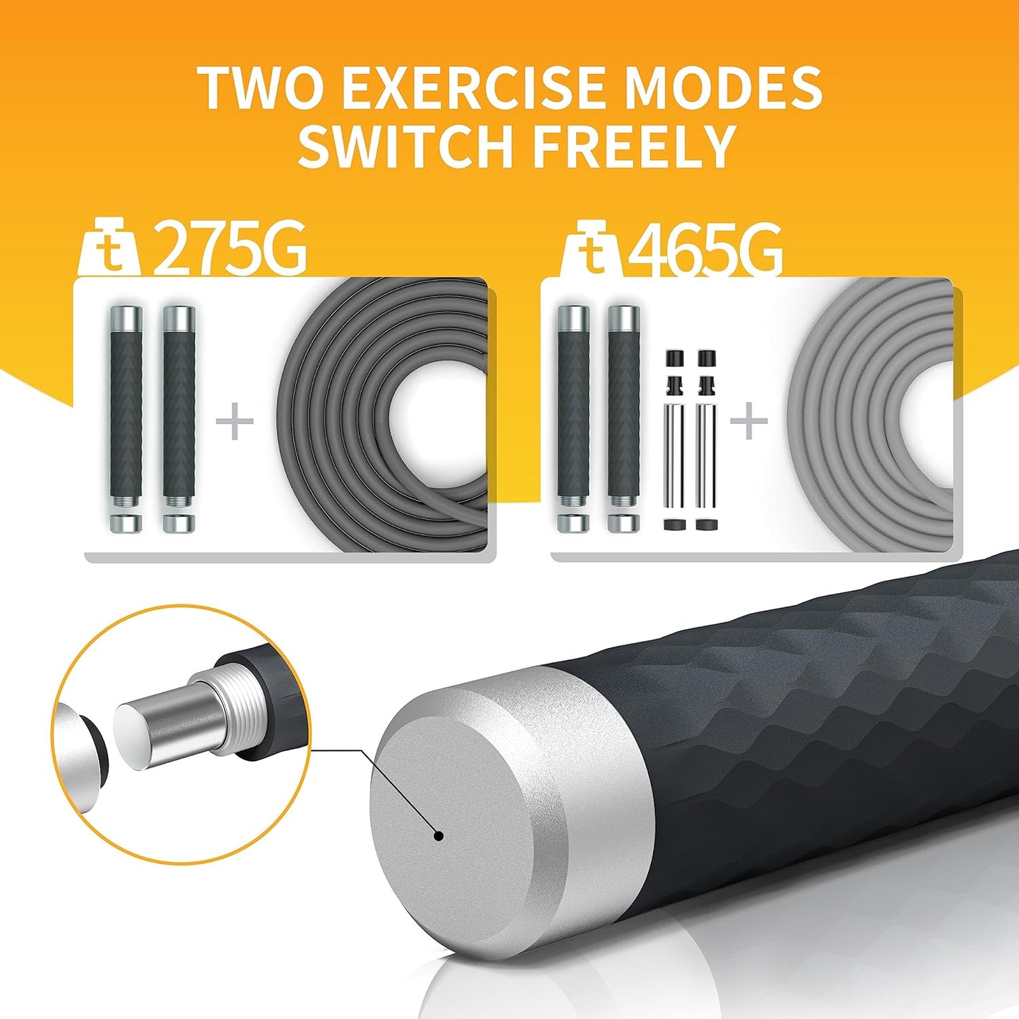 Skipping Rope Double Weighted Jump Rope 360° Swivel Ball Bearings Tangle-Free Double Fat Burning with Aluminum Handle Weighted Jumping Rope for Endurance Weight Lose Crossfit MMA Cardio & Workouts
