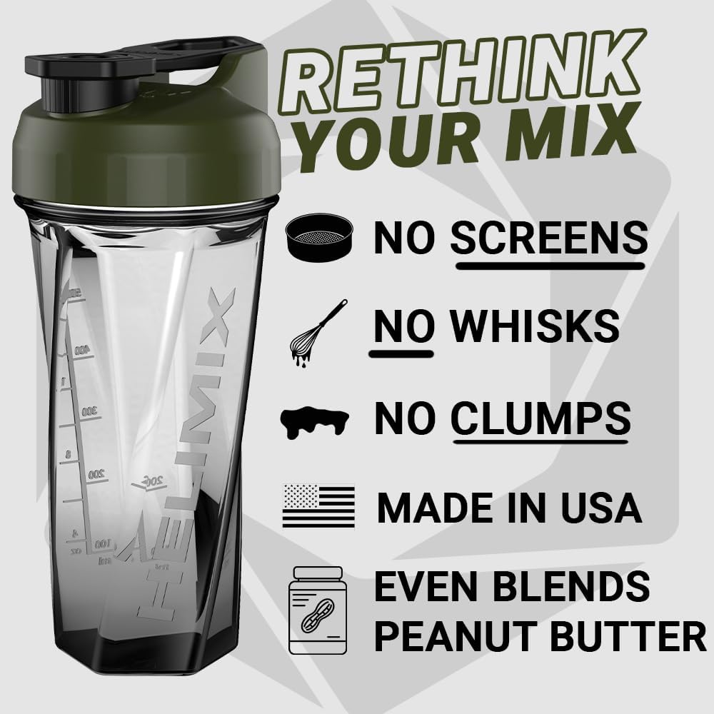 2.0 Vortex Protein Shaker Bottle, 828 Ml (28 Oz) - Portable, Leakproof Travel Gym Bottle for Protein Shakes & Workout Smoothies - No Whisks, Clumps, & Batteries - Dishwasher Safe & BPA Free