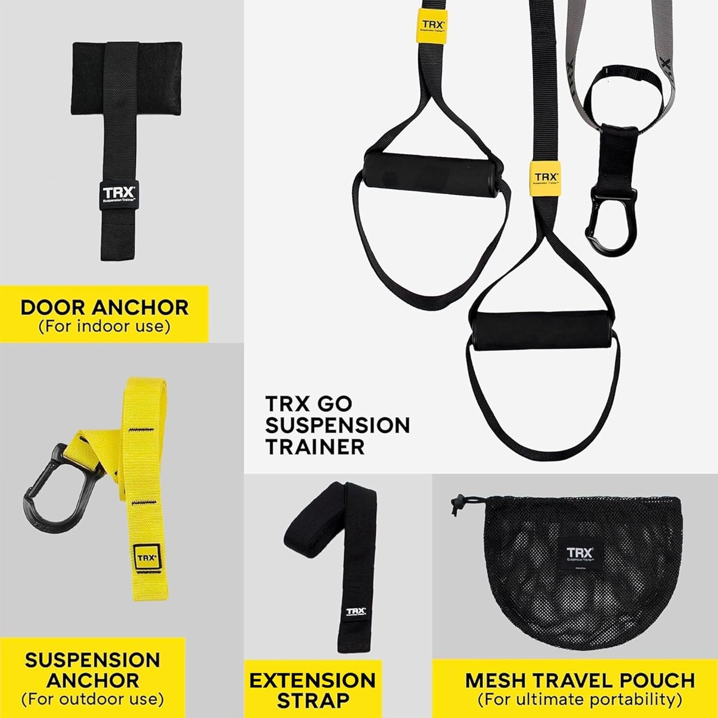 GO Suspension Trainer System: Lightweight & Portable| Full Body Workouts, All Levels & All Goals| Includes Get Started Poster, 2 Workout Guides & Indoor/Outdoor Anchors