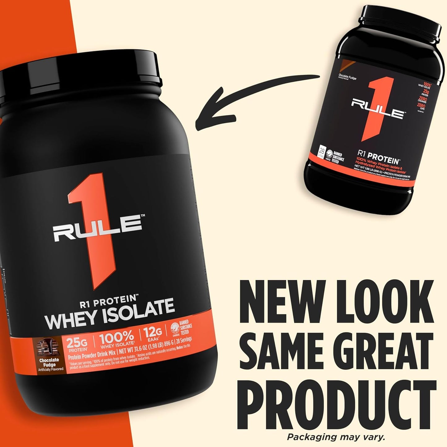 R1 100% Whey Protein Isolate and Hydrolysate Protein Powder 1.98 Lb, Chocolate Fudge (28 Servings)