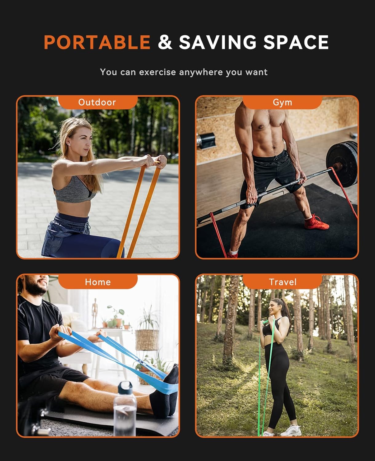 Pull up Assistance Bands, Resistance Heavy Duty Workout Exercise Stretch Fitness Bands Assist Set for Body, Instruction Guide and Carry Bag Included
