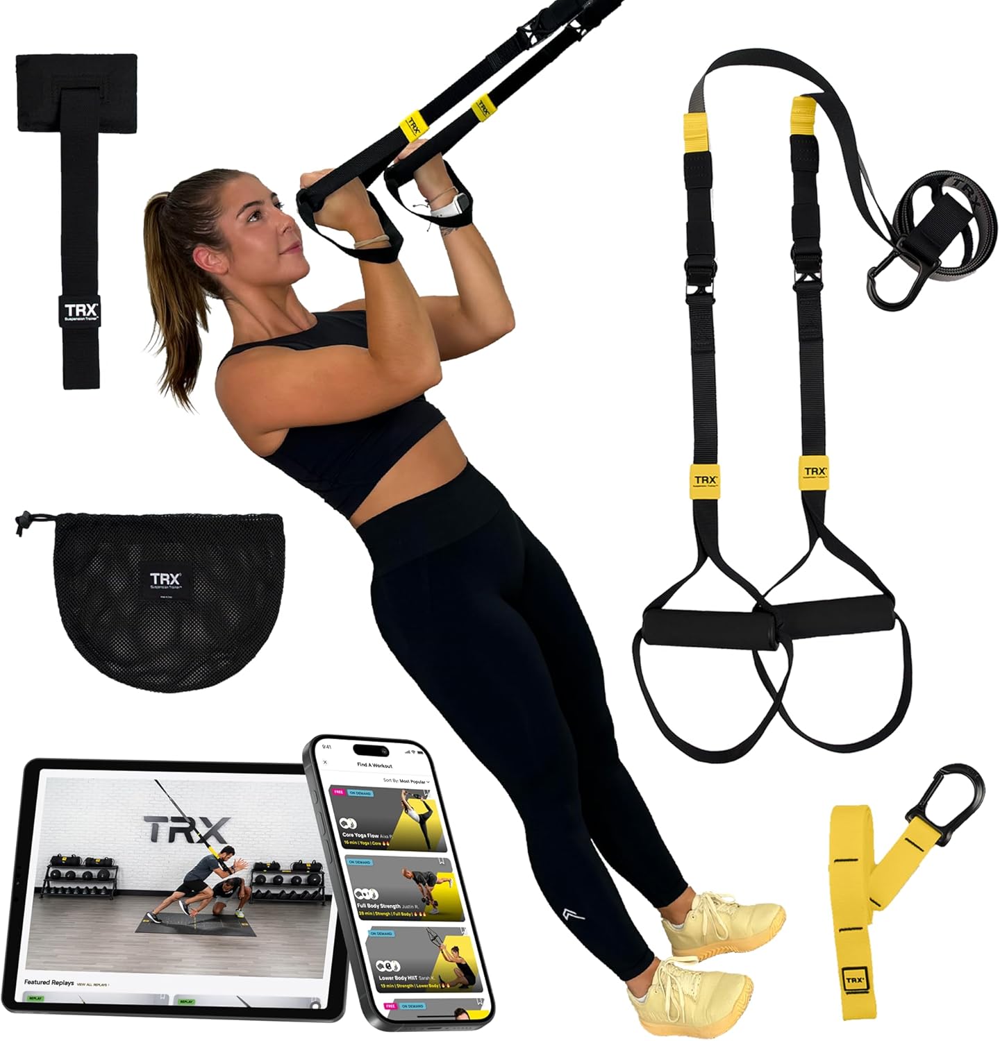 GO Suspension Trainer System: Lightweight & Portable| Full Body Workouts, All Levels & All Goals| Includes Get Started Poster, 2 Workout Guides & Indoor/Outdoor Anchors