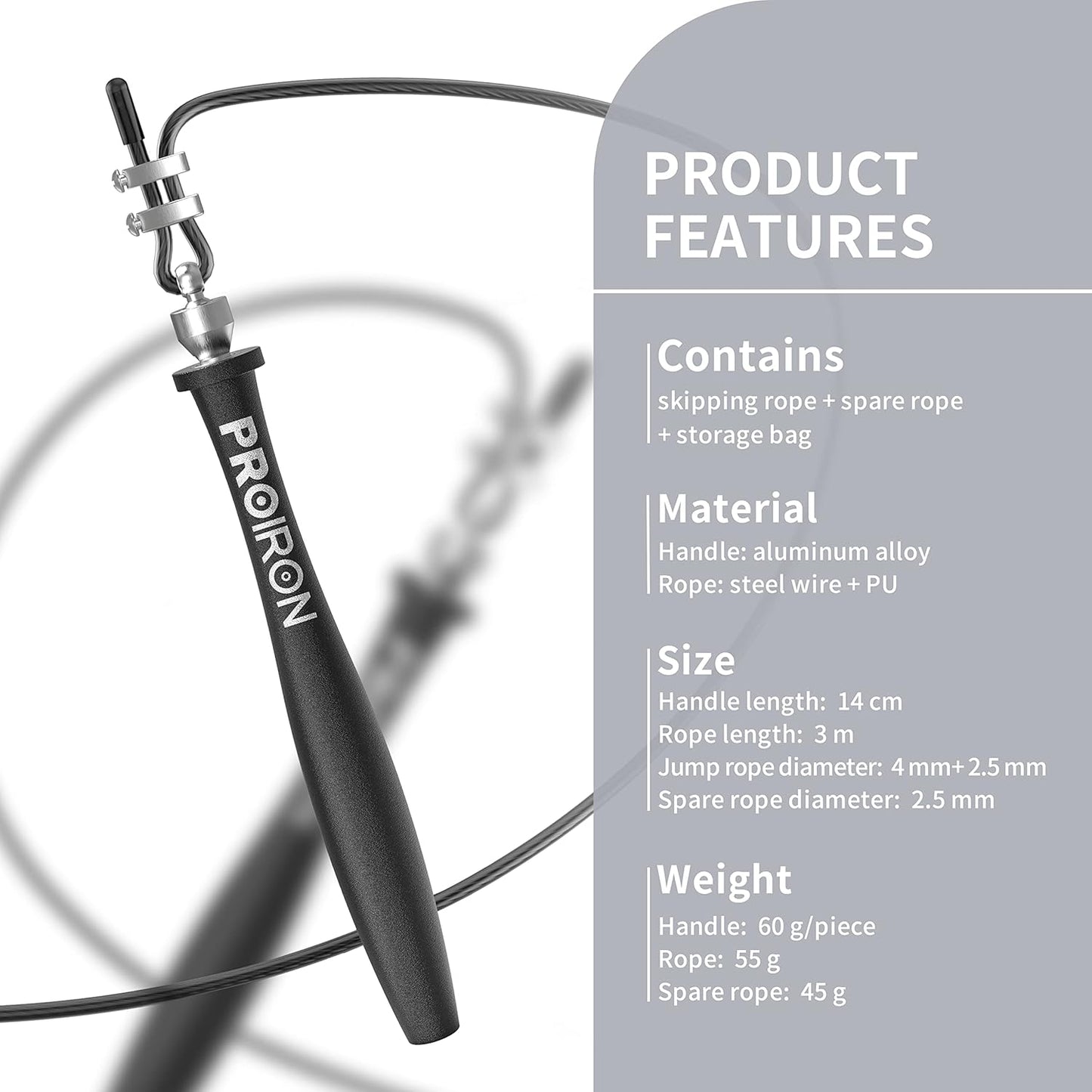 Skipping Rope Speed Jump Rope Double 360° Swivel Ball Bearings Tangle-Free with Aluminum Handle Adjustable Jumping Rope (2 Cables) for Cardio Exercise, Double Unders, Boxing, MMA, Crossfit Training-Men and Women