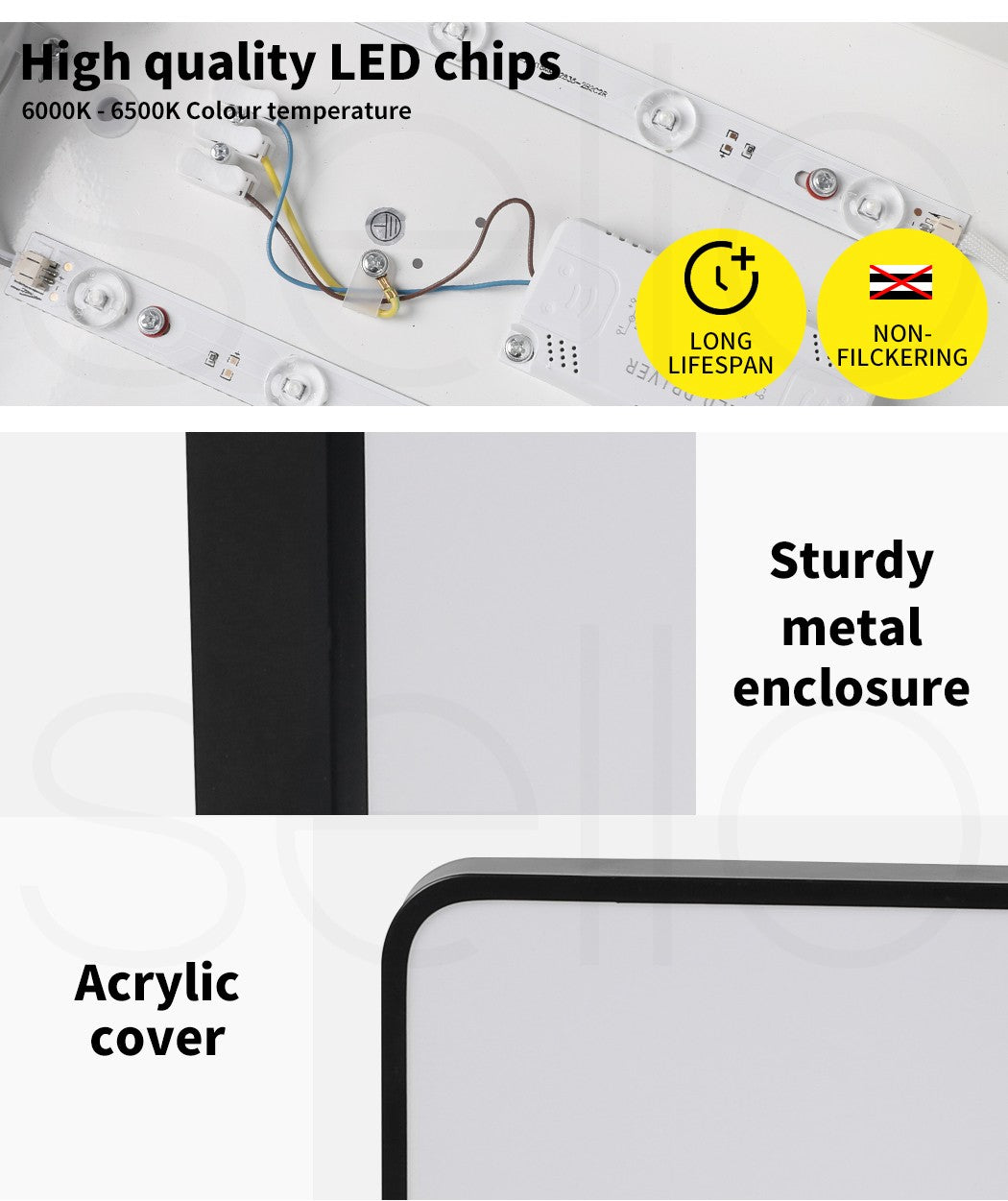 Emitto Ultra-Thin 5Cm LED Ceiling down Light Surface Mount Living Room Black 27W