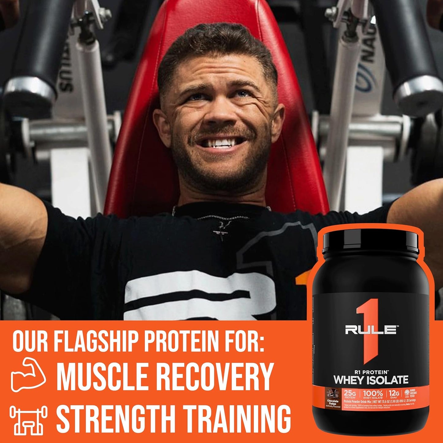 R1 100% Whey Protein Isolate and Hydrolysate Protein Powder 1.98 Lb, Chocolate Fudge (28 Servings)