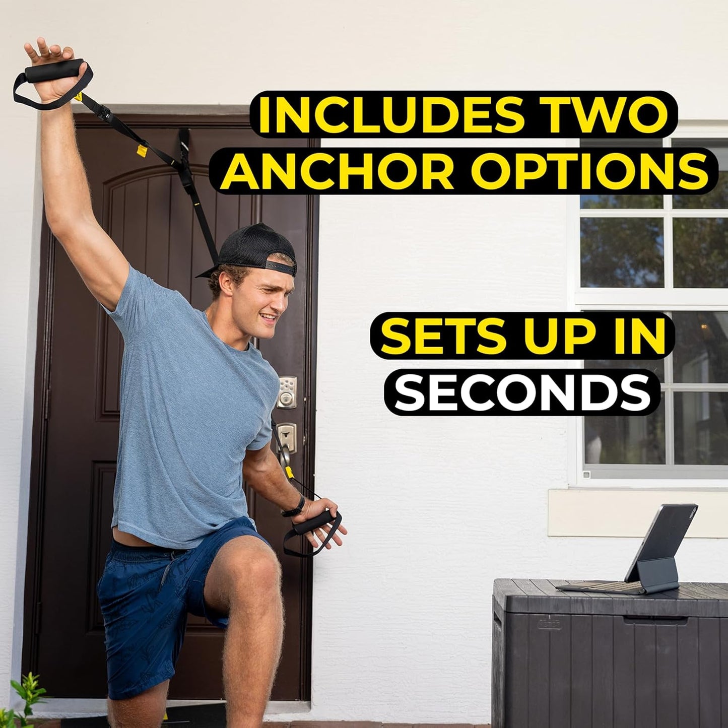 GO Suspension Trainer System: Lightweight & Portable| Full Body Workouts, All Levels & All Goals| Includes Get Started Poster, 2 Workout Guides & Indoor/Outdoor Anchors