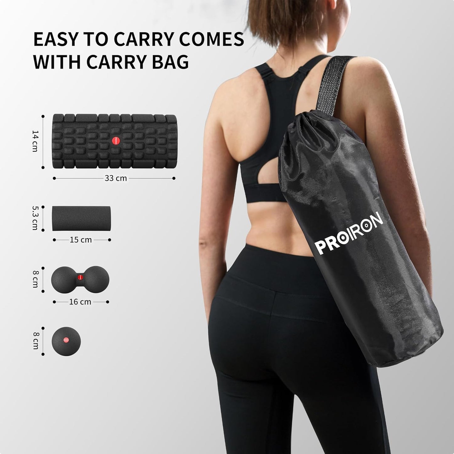 5 in 1 Foam Roller Set for Deep Tissue EPP Muscle Massage, Trigger Point Fitness Exercise Patented Foam Roller, Massage Roller, Massage Ball, Peanut Massage Ball,Mini Rolle for Whole Body Release(Black)
