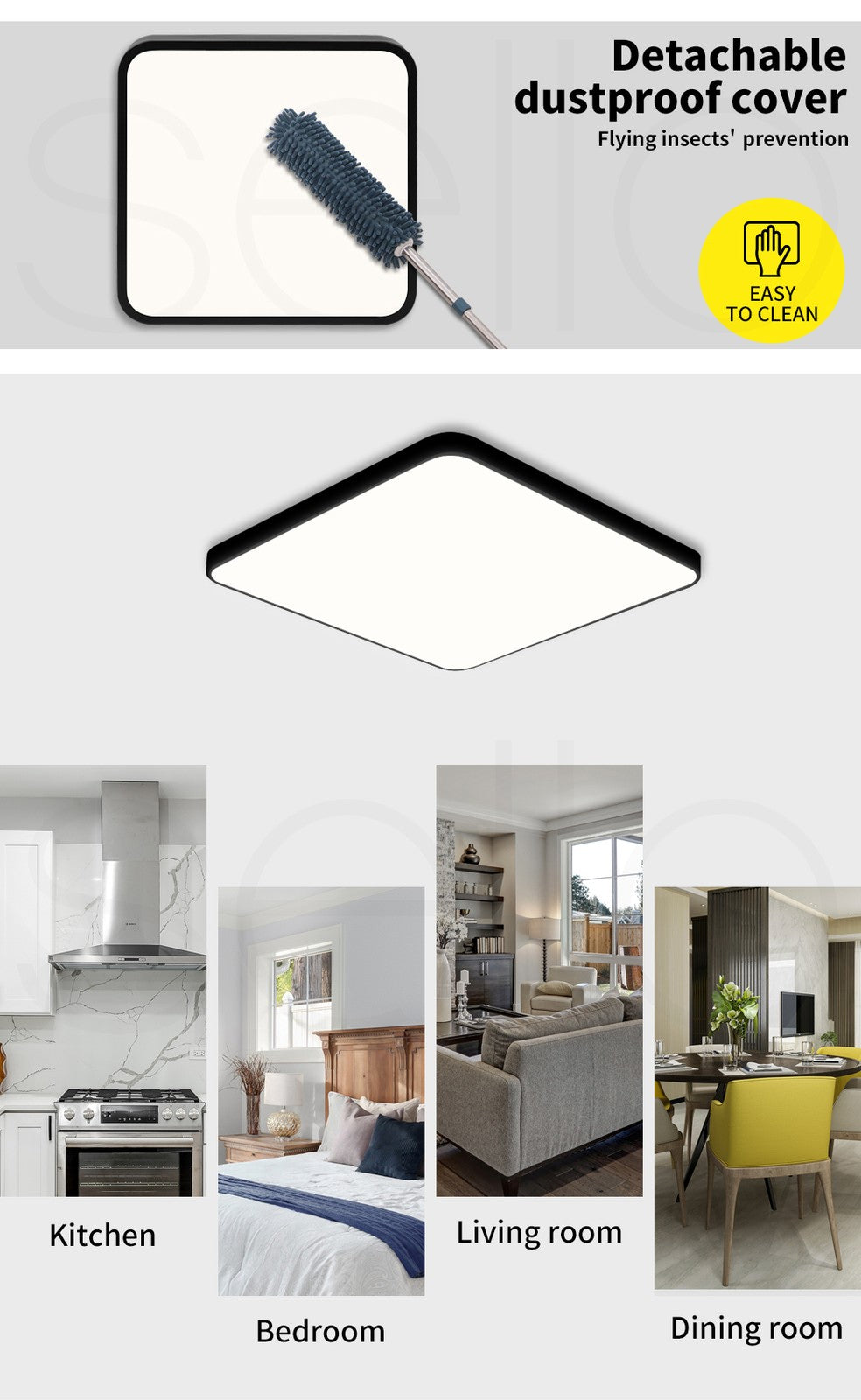 Emitto Ultra-Thin 5Cm LED Ceiling down Light Surface Mount Living Room Black 27W