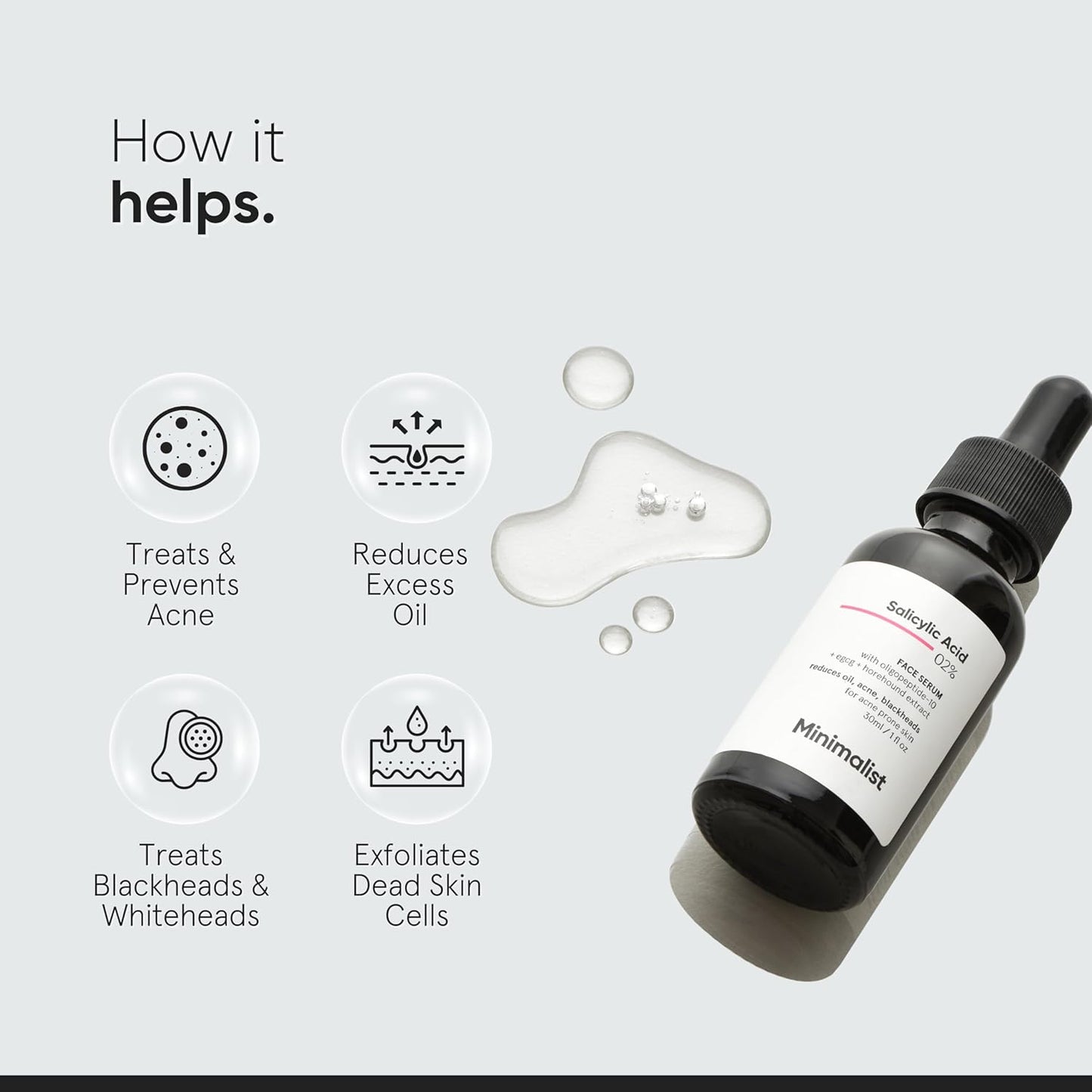 2% Salicylic Acid Serum for Acne, Blackheads & Open Pores | Reduces Excess Oil & Bumpy Texture | BHA Based Exfoliant for Acne Prone or Oily Skin, 30Ml1 Fl Oz (Pack of 1)