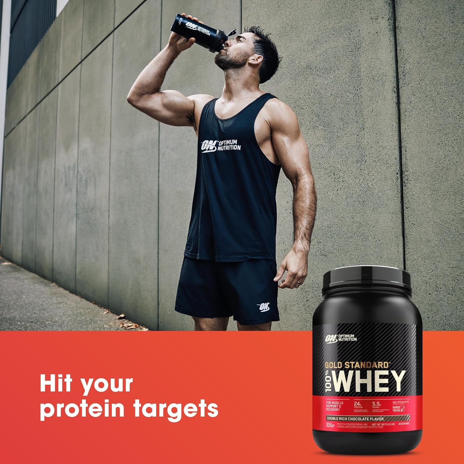 Gold Standard 100% Whey Protein Powder, Extreme Milk Chocolate, 2.27Kg - [2024/2025 Plastic Neck Band Packaging May Vary]