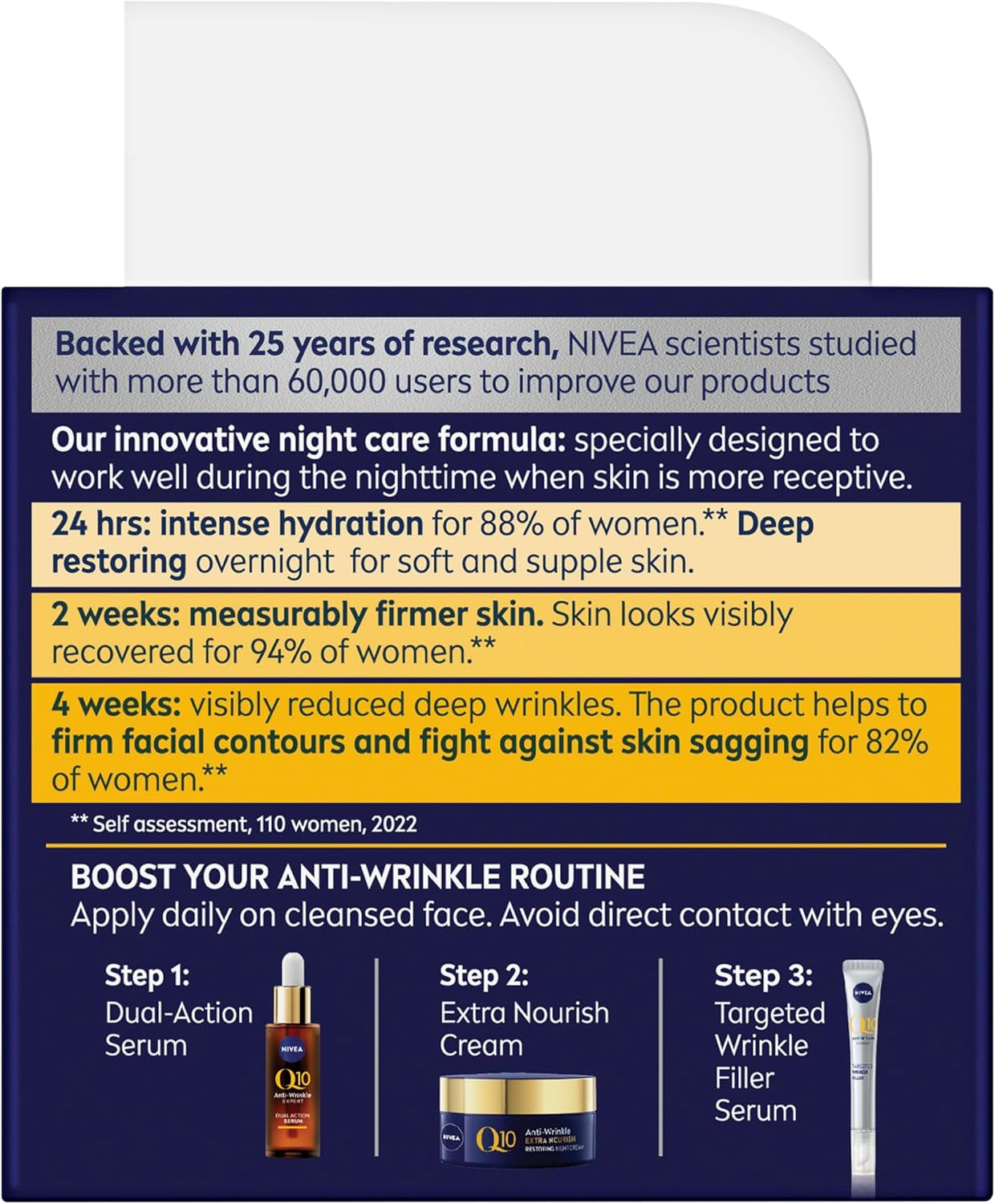 Q10 Anti-Ageing Night Cream 50Ml | with Q10 and Argan Oil | Hydrating Formula | 24-Hour Nourishment | Reduces Wrinkles & Fine Lines | Promotes Skin Firmness | Replenishes Mature Skin