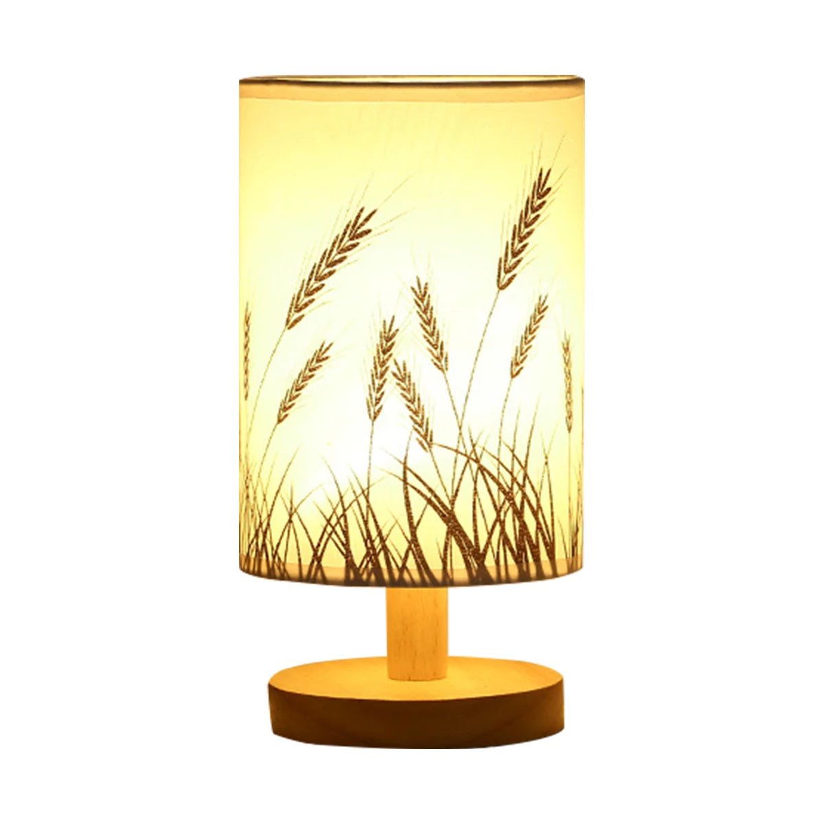 USB Bedside Lamp Night Lights Table Lamp for Bedroom Wooden Desk Lamp Bedside Night Light with Cylinder Lamp Shade Home Decor