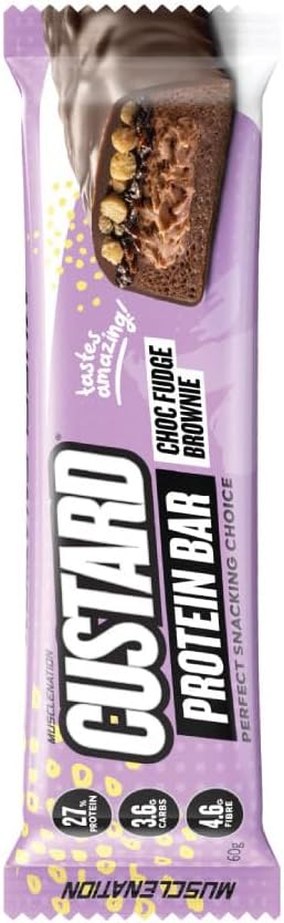 Choc Fudge Brownie Custard Protein Bars – High Protein Snack with Gooey Brownie Layer 12 X 60G