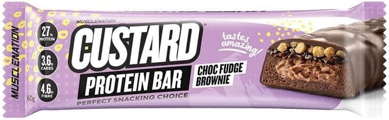 Choc Fudge Brownie Custard Protein Bars – High Protein Snack with Gooey Brownie Layer 12 X 60G