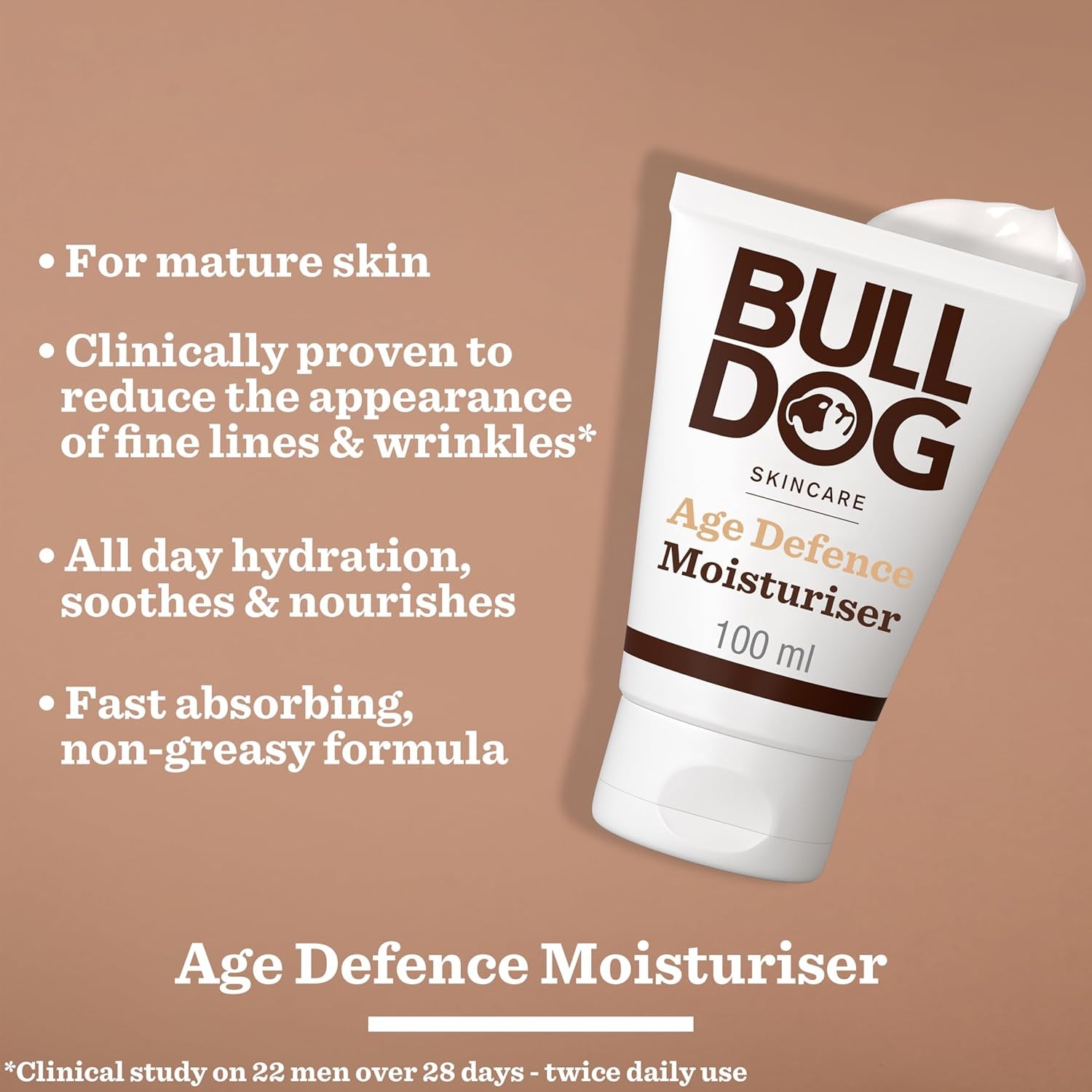 Skincare for Men Age Defence Moisturiser, Reduce Appearance of Fine Lines for Mature Skin, with Rosemary, Echinacea and Vitamin E, 100Ml