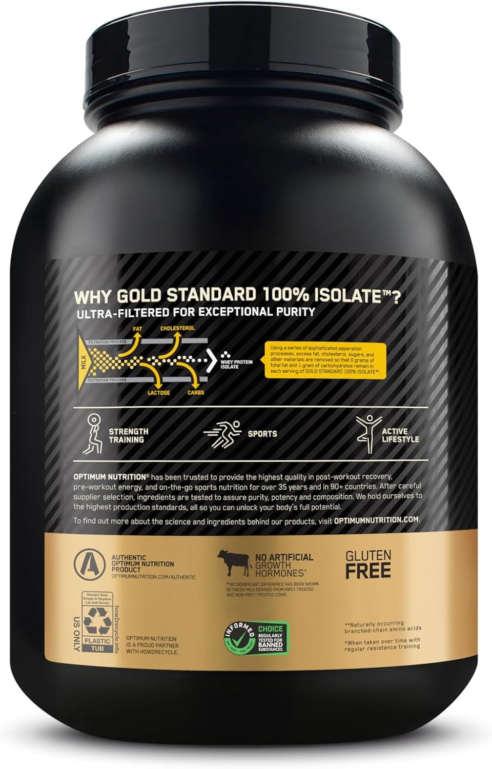 Gold Standard 100% Isolate Protein Powder, Vanilla Flavour, 1.36Kg - [2024/2025 Plastic Neck Band Packaging May Vary]