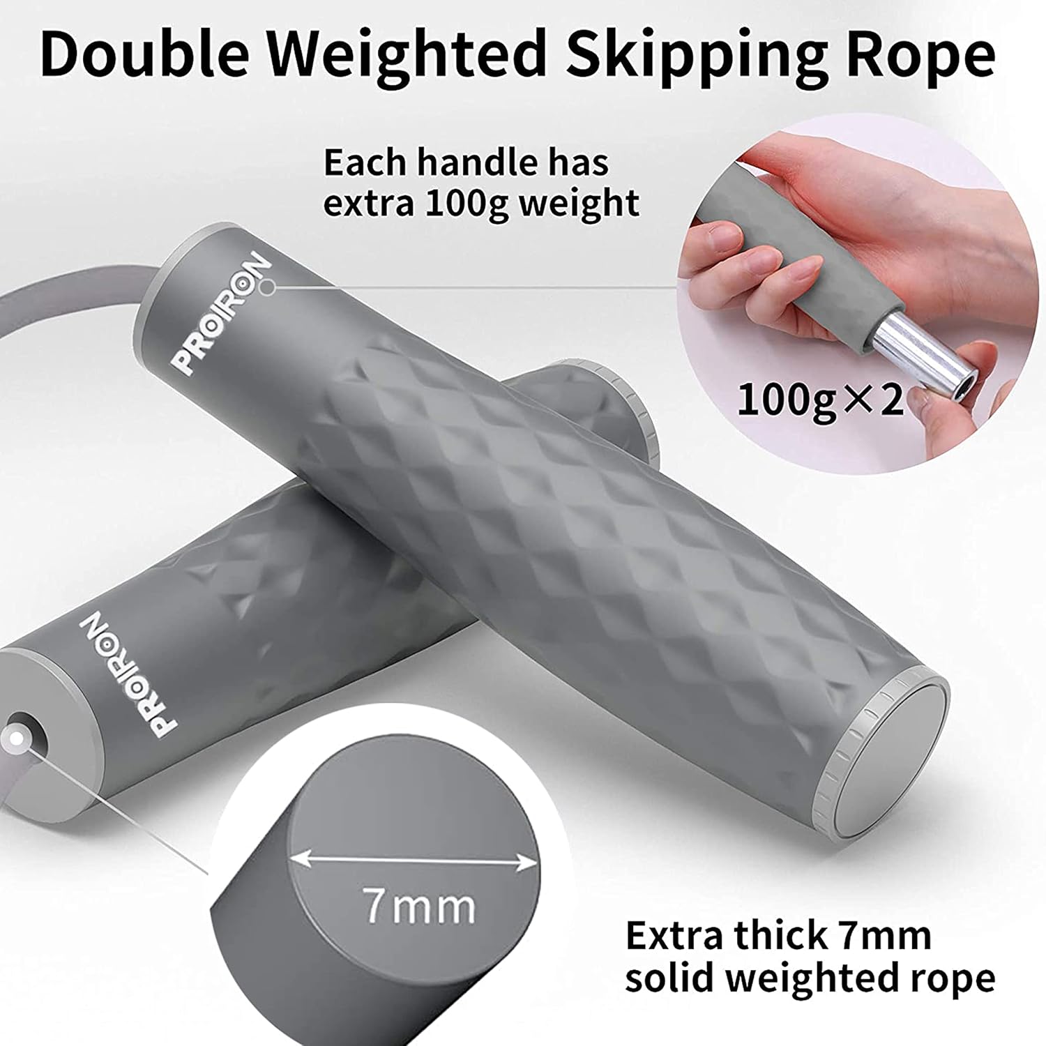 Skipping Rope Double Weighted Jump Rope 1LB Tangle-Free Double Fat Burning with Adjustable Length Extra Thick 7Mm Professional Heavy Jump Rope Adult for Women Men Endurance Weight Lose Crossfit MMA Cardio & Workouts