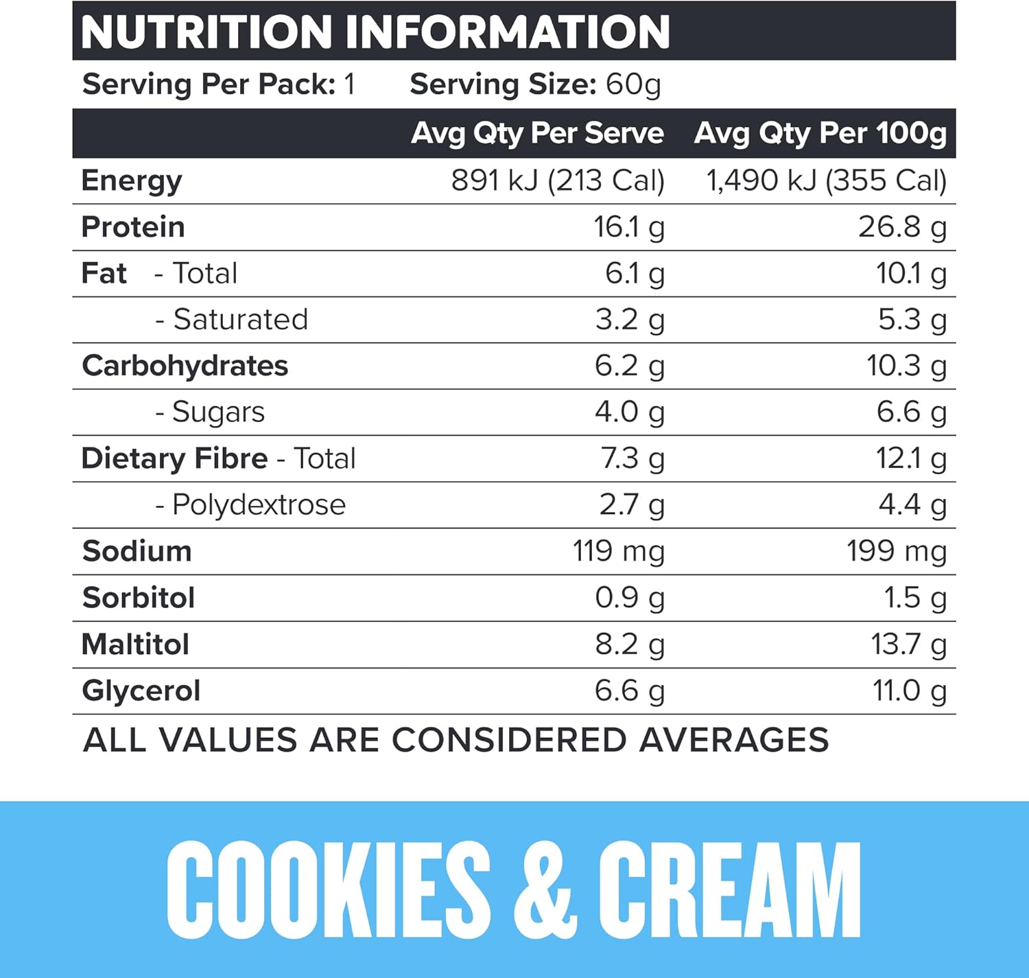 Cookies & Cream Custard Protein Bars – High Protein Snack with Cookie Crunch and Custard Layer 12 X 60G