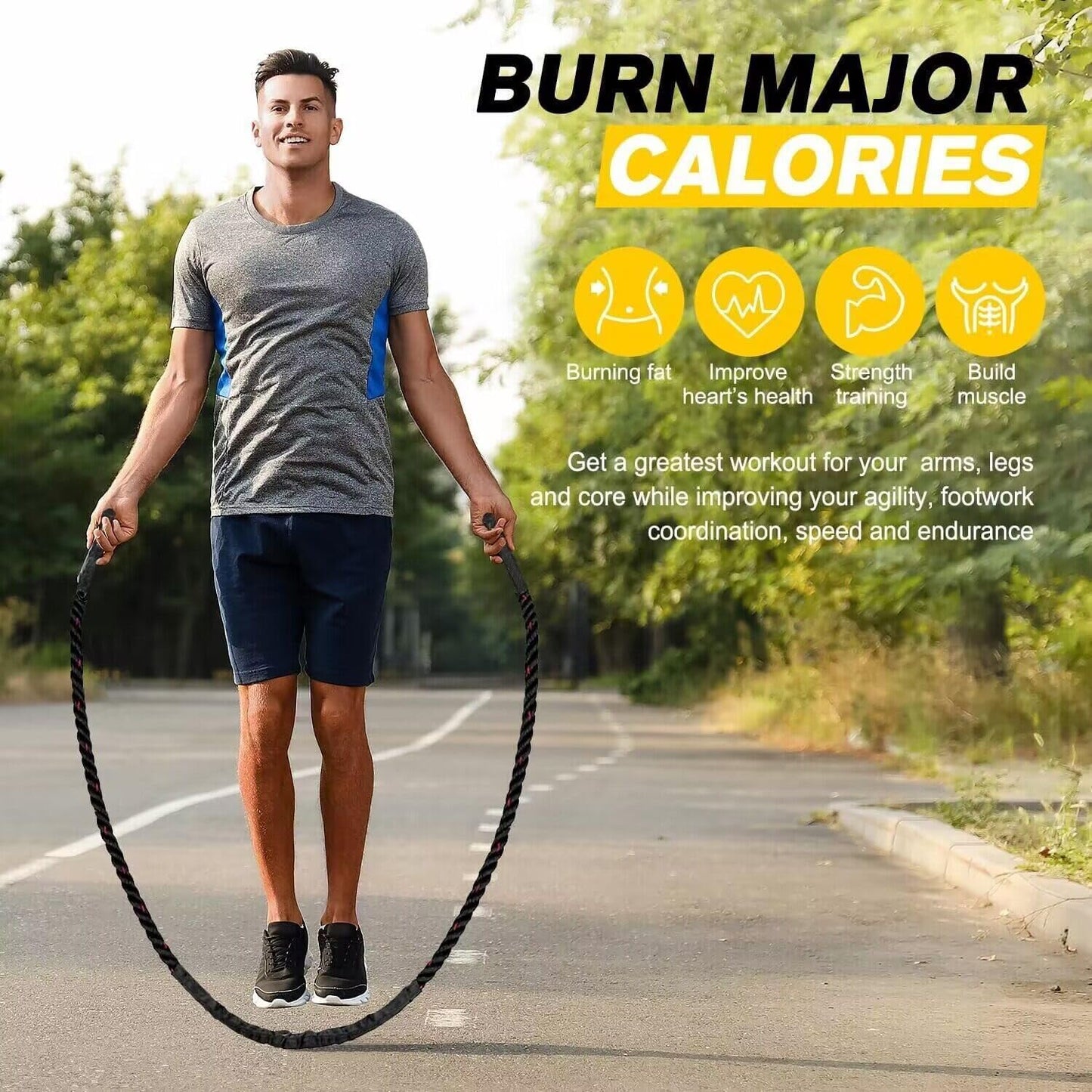 Jump Rope, Weighted Jump Ropes for Men Women, 2.8Lb 5Lb Heavy Skipping Rope for Exercise
