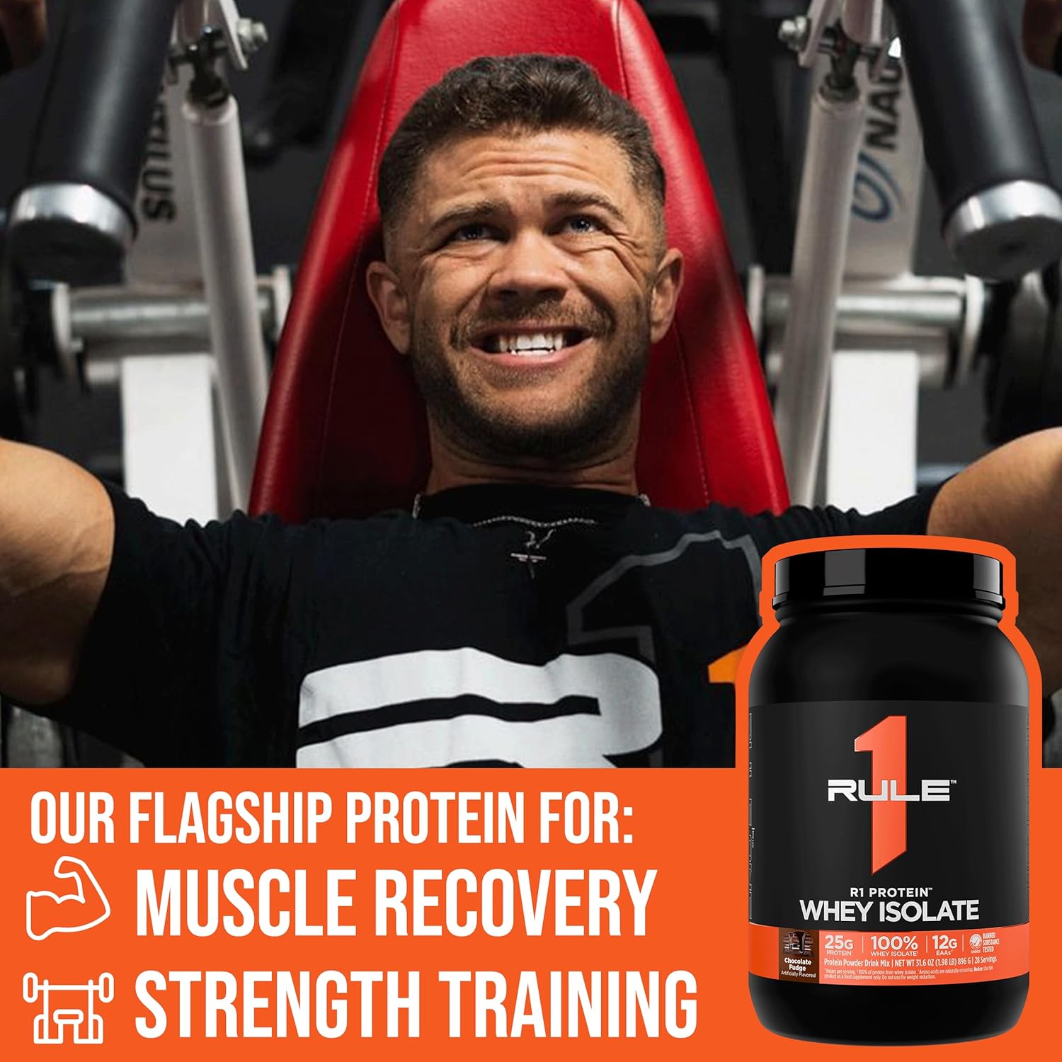R1 100% Whey Protein Isolate and Hydrolysate Protein Powder 1.98 Lb, Chocolate Fudge (28 Servings)