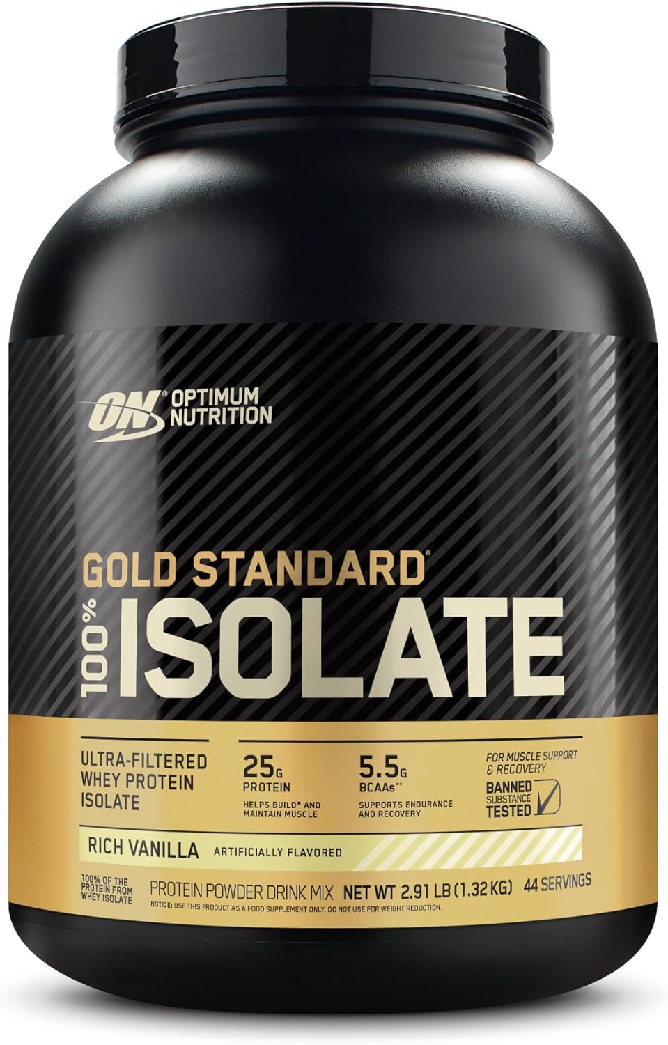 Gold Standard 100% Isolate Protein Powder, Vanilla Flavour, 1.36Kg - [2024/2025 Plastic Neck Band Packaging May Vary]