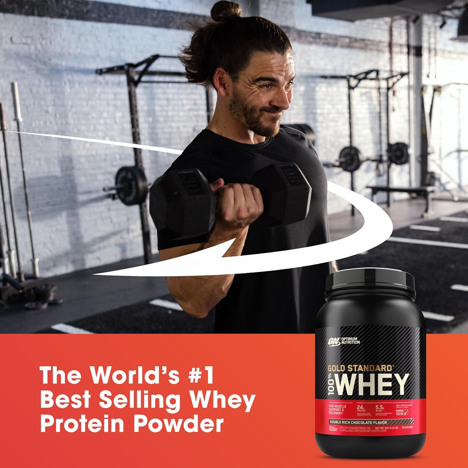 Gold Standard 100% Whey Protein Powder, Extreme Milk Chocolate, 2.27Kg - [2024/2025 Plastic Neck Band Packaging May Vary]